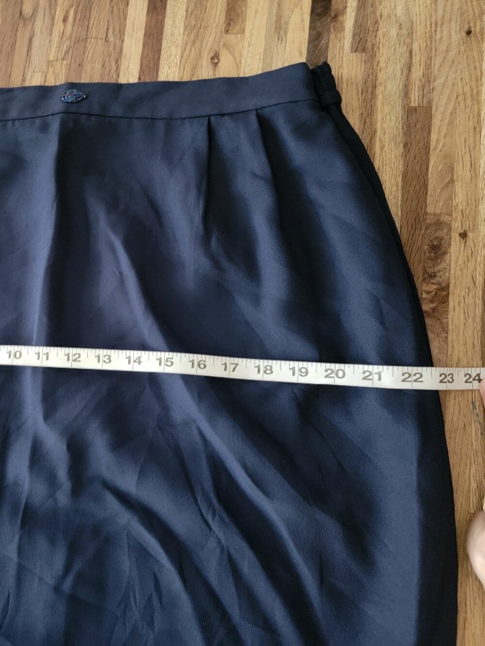 KB Stella Louise Satin Navy Blue Maxi Length Trouser/Pencil Skirt Vintage 80's - Picture 8 of 13